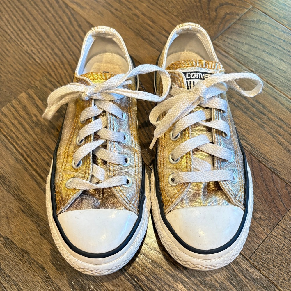 Converse Sneakers Kids Sz 12 Gold Glimmer Chuck Taylor All‎ Star Low Top Shimmer